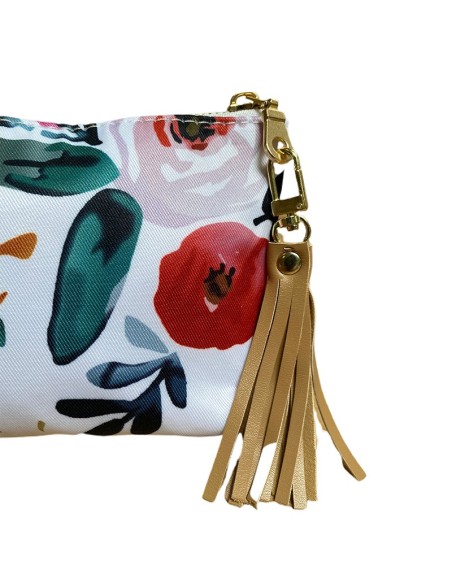 Cosmetisch etui voor flesjes etherische oliën en parfums - okerkleurige pompom