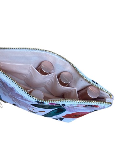 Kosmetiktasche Flaschen ätherische Öle und Parfüms - ockerfarbene Quaste