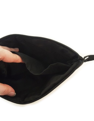 Bolsa de tela negra bordada con flores - naranja