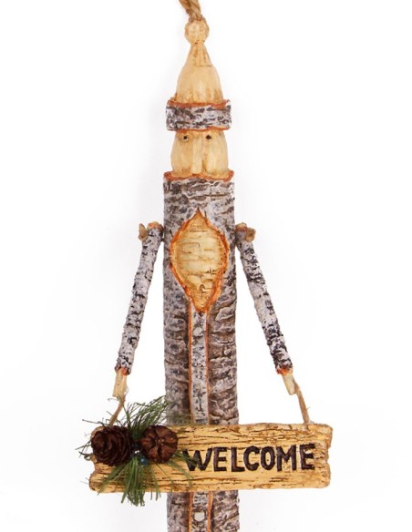 Christbaumschmuck - Holzscheit-Mann Welcome