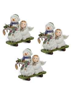 Suspensions de Sapin de Noël - Ange / Bonhomme de Neige traîneau - 3 pièces 2