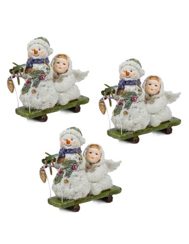 Weihnachtsbaumanhänger - Engel / Schneemann Schlitten - 3 Stk.