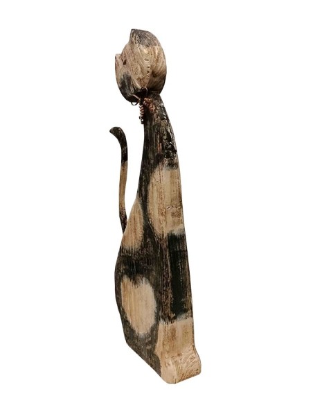 Große Katze aus Holz - 60 cm
