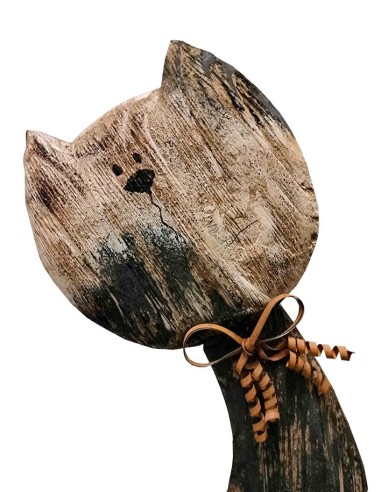Große Katze aus Holz - 60 cm