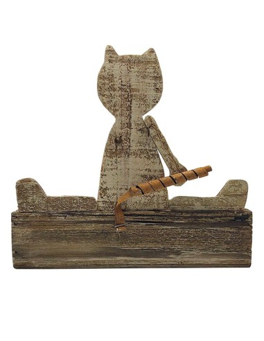 Houten kattenbak - gelede kat