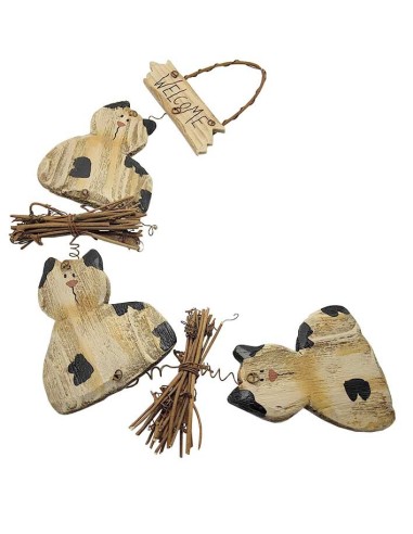 Wood and metal cat garland - welcome