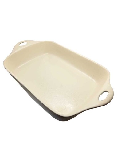 Fuente rectangular de cerámica para horno - Beige