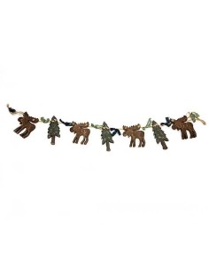 Wood and string garland - fir trees and elks