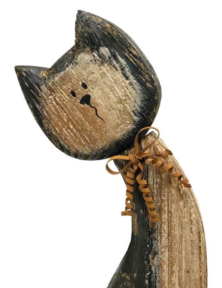 Große Katze aus Holz - 50 cm