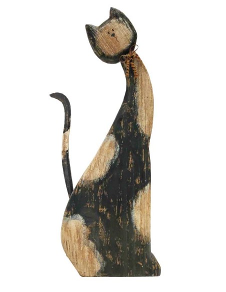 Große Katze aus Holz - 50 cm