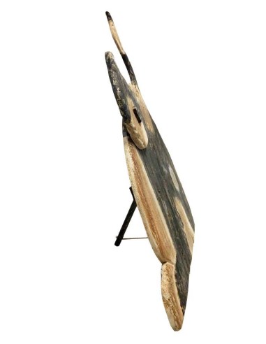 Plaque chat tacheté couché en bois