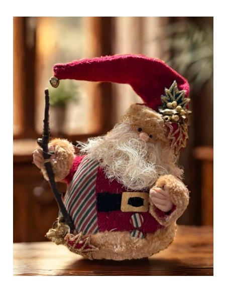 Ambachtelijke Kerstman van jute, verfijnde decoratie, 20 cm – Uitzonderlijke afwerking en unieke details.
