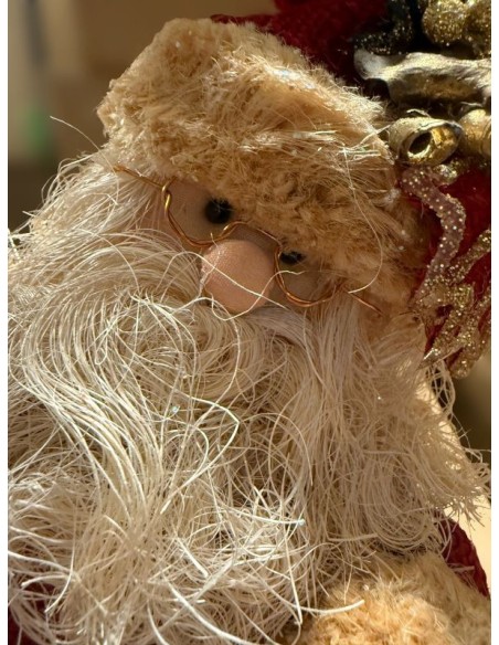 Ambachtelijke Kerstman van jute, verfijnde decoratie, 20 cm – Uitzonderlijke afwerking en unieke details.