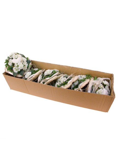 Karton mit Blumensträußen - Herz am Stiel