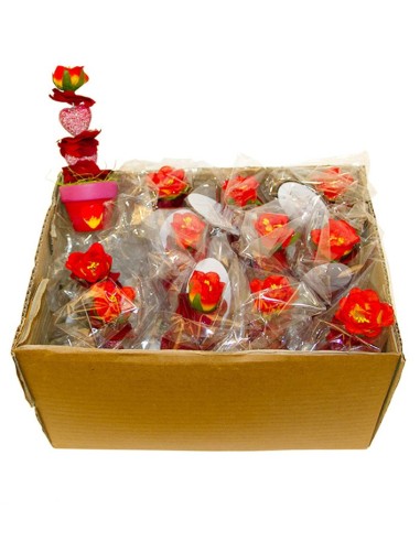 Box of bouquets of flowers - red pot