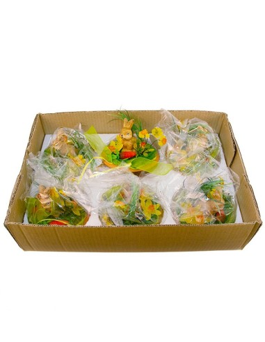 Table decoration with little flowering rabbit - 6 pieces