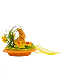Tafeldecoratie met bloeiend konijntje - 6 stuks 2