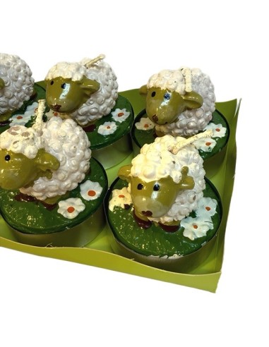 Lot de 6 bougies chauffe-plat mouton - Fait main