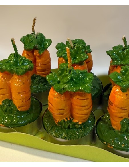 Bougies chauffe plat en forme de petites carottes - lot de 6 pièces