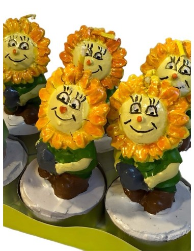 Set da 6 candele scaldavivande fatte a mano a forma di girasole