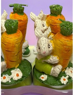 Tealight candle with small rabbit and carrot, set of 6 pieces 2