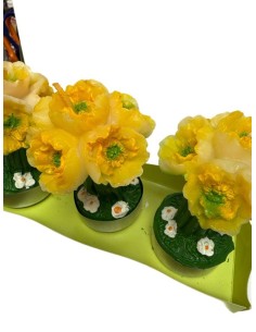 Tea light candles with daffodil flowers - Set of 3 pieces 2