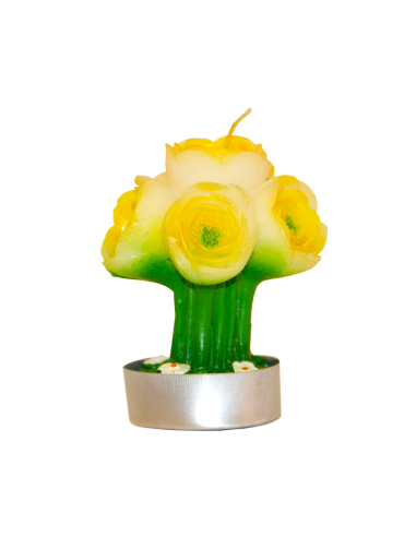 Velas té con flores de narciso - Lote de 3 piezas