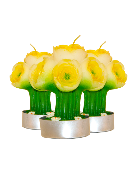 Vela de té flor ranúnculo set de 3 piezas