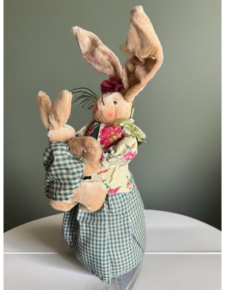 harmant Lapin avec Bébé - Décoration Unique de 46 cm