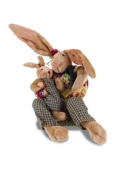 Coniglio con Cucciolo - Articolo Decorativo 40 cm, Perfetto per la Tua Casa