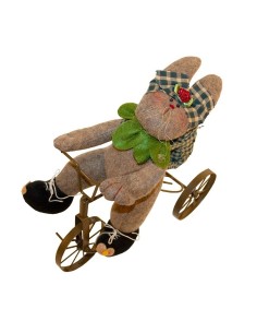 Fabric Rabbit on Bicycle - Adorable Decoration 25 cm
