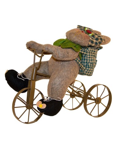 Coniglio in Tessuto su Bicicletta - Decorazione Adorabile 25 cm