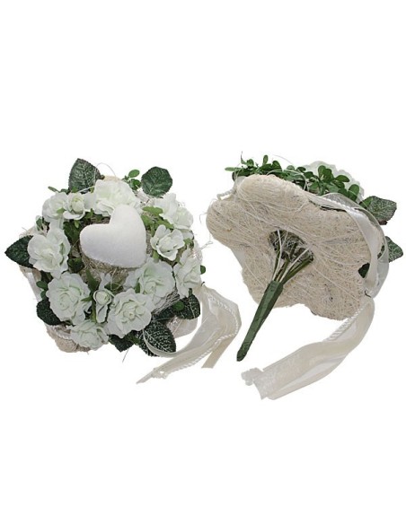 Stick de Flores Blancas con Corazón – Elegancia para Decoraciones