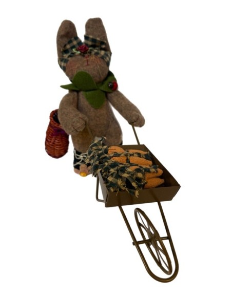Felt Rabbit with Wheelbarrow – Handmade Decoration 32x25 cm