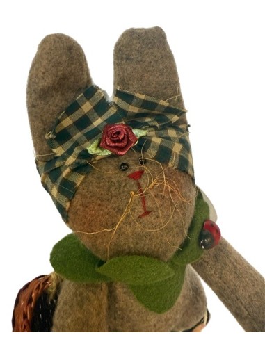 Lapin en Feutre avec Brouette – Décoration Artisanale 32x25 cm