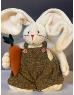 Fabric Rabbit Couple with Wheelbarrow – Decoration 32 cm 2