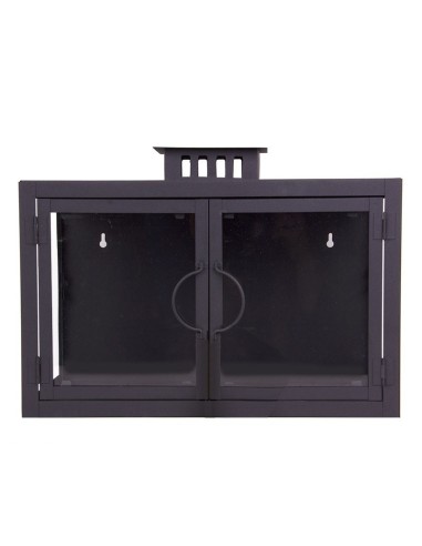 Lanterne murale fer forgé gris noir avec 2 Bougies