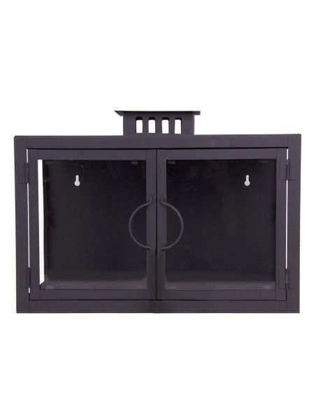 Grey-black wrought iron wall lantern with 2 candles
