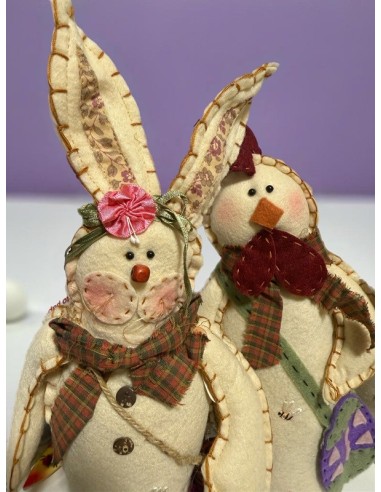 Figuras de Animales de Tela de Fieltro Artesanales - Lote de 4 Piezas Únicas (32 cm)