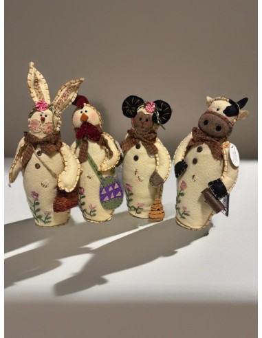 Figuras de Animales de Tela de Fieltro Artesanales - Lote de 4 Piezas Únicas (32 cm)