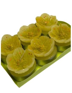 Theelicht Gele Bloemen – Set van 6 stuks