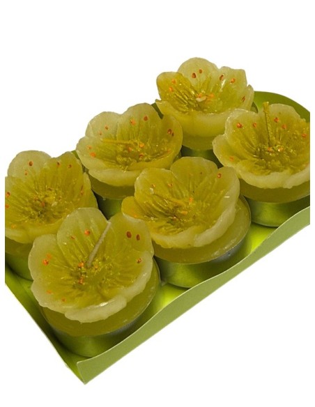 Theelicht Gele Bloemen – Set van 6 stuks