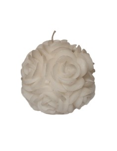 Round Candle with White Roses – Handcrafted 8 cm