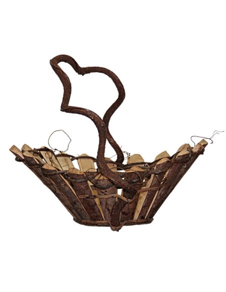 Wooden basket with handle