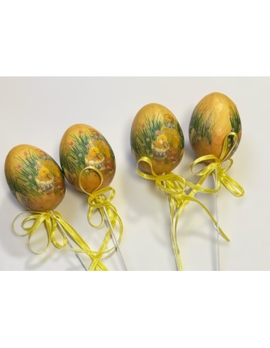 Uova di Pasqua su Punte decorate con Piccoli Pulcini – Set da 24 pz