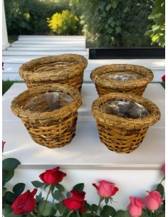 Set of 4 Woven Baskets – Flower Pot Covers – Natural