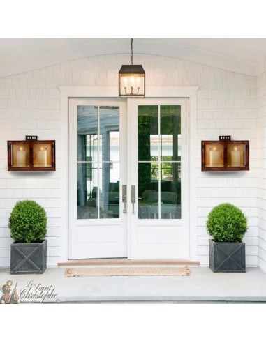 Wrought iron wall lantern rust color