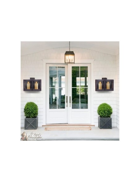 Wrought iron wall lantern rust color - 2 Candles