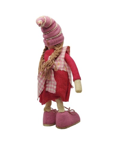 Fabric decorative doll - Pink and red - 22 cm