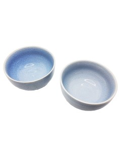 Lichtblauwe rijstkommen van keramiek - set van 6
